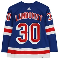 Henrik Lundqvist New York Rangers Maillot Authentique Adidas Bleu Autographié