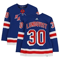 Henrik Lundqvist New York Rangers Maillot Authentique Adidas Bleu Autographié