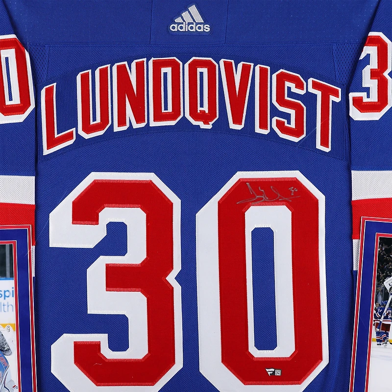 V106832 Rangrs Henrik Lundqvist New York Rangers Maillot authentique Adidas bleu autographié encadré de luxe Henrik Lundqvist AUT FR HK JERSEY 45603 AUTJERHOC FRJRHL0023 #2