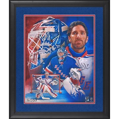 Impression encadrée autographiée de 16" x 20" de Henrik Lundqvist, New York Rangers, par Brian Konnick - Édition limitée n° 67 sur 130