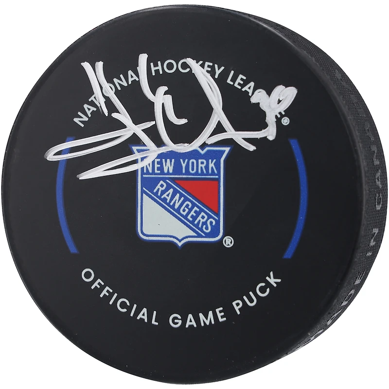 Rondelle de match officielle autographiée par Henrik Lundqvist des Rangers de New York