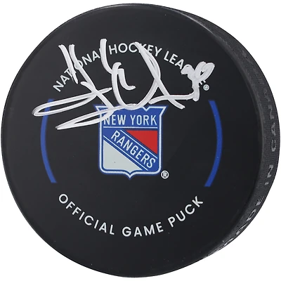 Rondelle de match officielle autographiée par Henrik Lundqvist des Rangers de New York