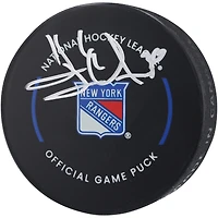 Rondelle de match officielle autographiée par Henrik Lundqvist des Rangers de New York