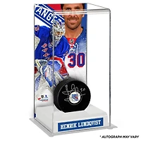 Rondelle autographiée par Henrik Lundqvist des Rangers de New York avec étui de luxe pour rondelle de hockey