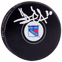 Rondelle de hockey autographiée par Henrik Lundqvist, logo des Rangers de New York - Steiner Sports