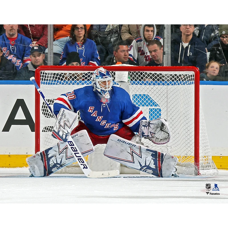 Maillot bleu non signé de Henrik Lundqvist des Rangers New York dans le filet
