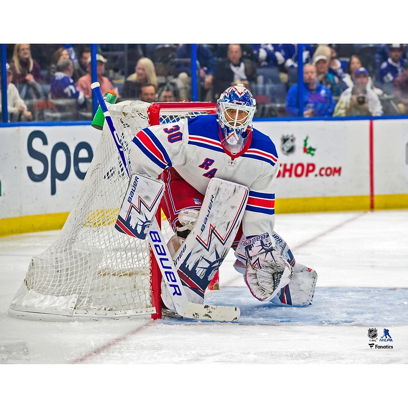 Maillot blanc non signé de Henrik Lundqvist des Rangers New York dans le filet