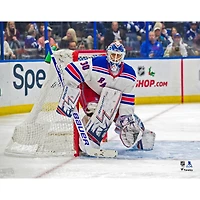 Maillot blanc non signé de Henrik Lundqvist des Rangers New York dans le filet