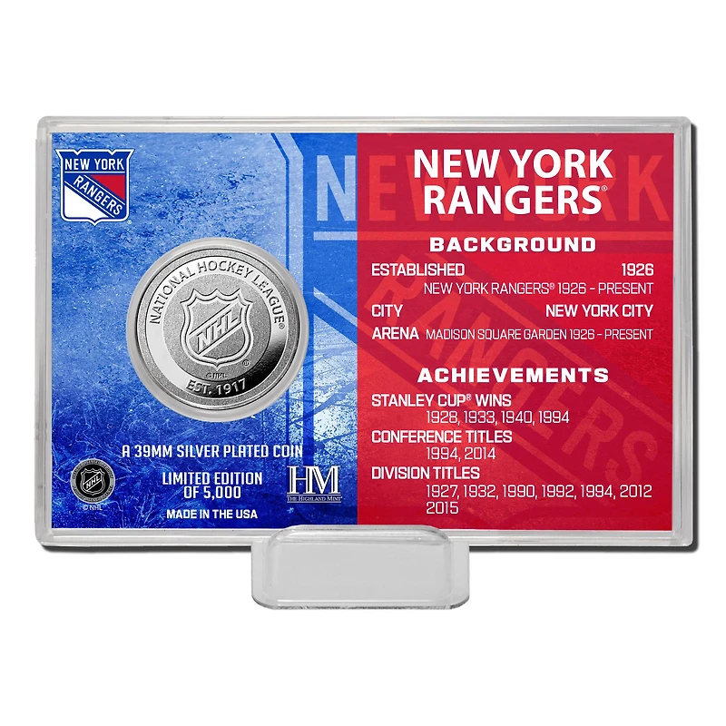 Highland Mint New York Rangers Team History - Coin Card