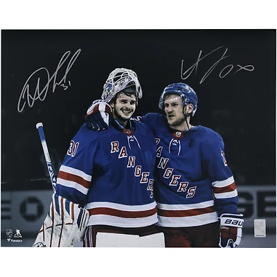 Igor Shesterkin & Adam Fox New York Rangers Autographed 16" x 20" Blue Jersey Celebration Photograph 