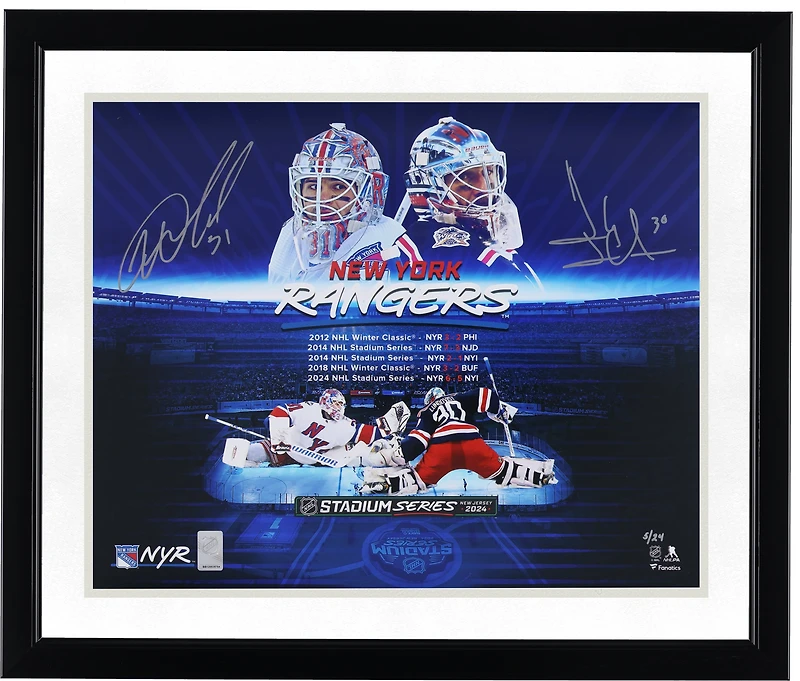 Igor Shesterkin & Henrik Lundqvist New York Rangers Autographed 16" x 20" Outdoor Stylized Photograph - Limited Edition of 24