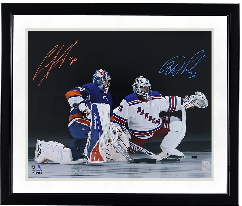 Igor Shesterkin New York Rangers & Ilya Sorokin New York Islanders Autographed 16" x 20" On One Knee Photograph