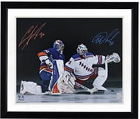 Igor Shesterkin New York Rangers & Ilya Sorokin New York Islanders Autographed 16" x 20" On One Knee Photograph