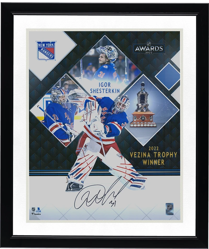 Igor Shesterkin New York Rangers Autographed 16'' x 20'' 2022 Vezina Trophy Winner Stylized Photograph