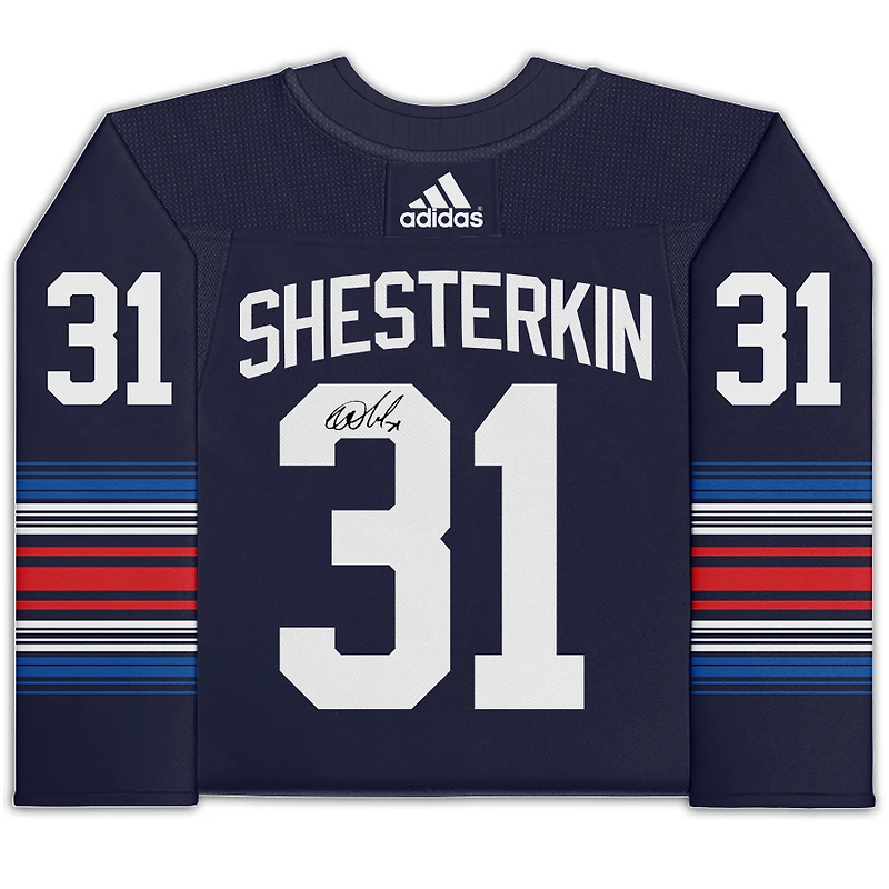 Maillot authentique adidas alternatif bleu marine 2023-24 autographié par Igor Shesterkin des Rangers de New York