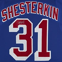 Maillot professionnel bleu autographié par Igor Shesterkin des Rangers de New York (Fanatics Authentic)