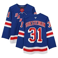 Maillot premium bleu Fanatics autographié par Igor Shesterkin des Rangers de New York