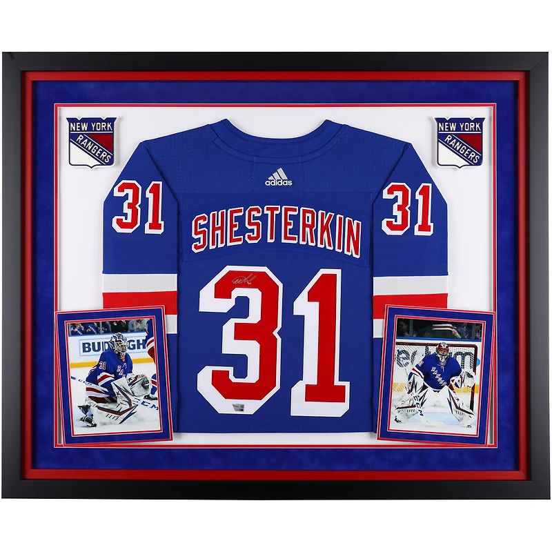 V106832 Rangrs Igor Shesterkin New York Rangers Maillot authentique Adidas bleu autographié encadré de luxe 31 Igor Shesterkin AUT FR HK JERSEY 45603 AUTJERHOC FRJRHS0029 #3
