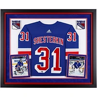 V106832 Rangrs Igor Shesterkin New York Rangers Maillot authentique Adidas bleu autographié encadré de luxe 31 Igor Shesterkin AUT FR HK JERSEY 45603 AUTJERHOC FRJRHS0029 #3