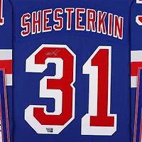 V106832 Rangrs Igor Shesterkin New York Rangers Maillot authentique Adidas bleu autographié encadré de luxe 31 Igor Shesterkin AUT FR HK JERSEY 45603 AUTJERHOC FRJRHS0029 #3