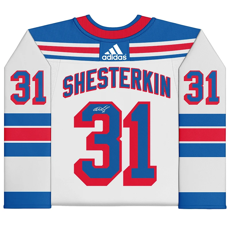 Maillot authentique blanc Adidas autographié par Igor Shesterkin, des Rangers de New York