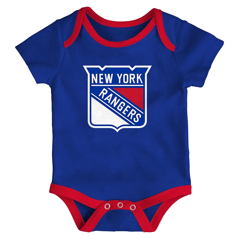 Infant & Newborn Outerstuff New York Rangers Triple Header Three-Piece Bodysuit Set