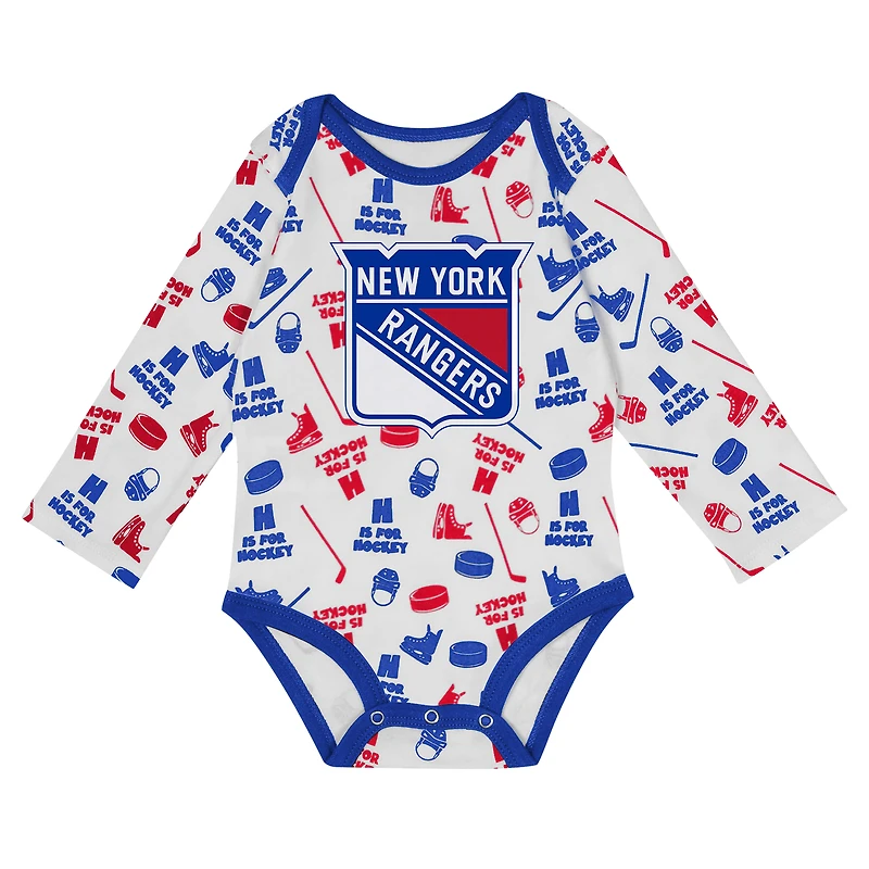 Infant White New York Rangers Quick Learner Long Sleeve Bodysuit