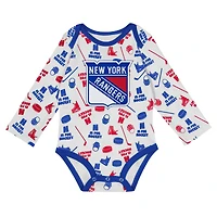 Infant White New York Rangers Quick Learner Long Sleeve Bodysuit