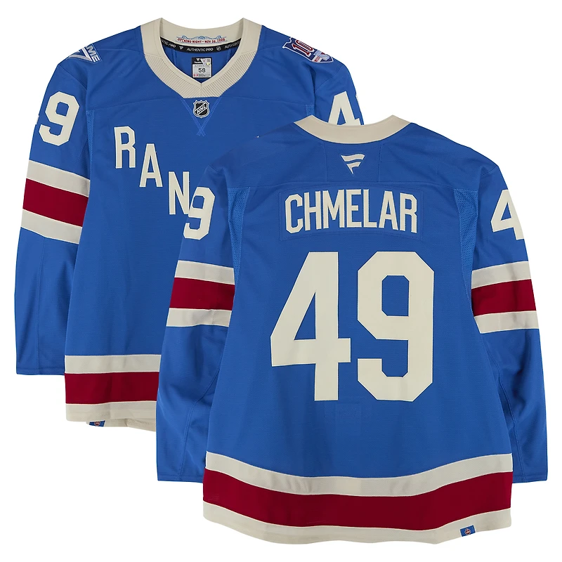 Jaroslav Chmelař New York Rangers Game-Used #49 Blue Alternate Jersey vs. Buffalo Sabres on April 8, 2026
