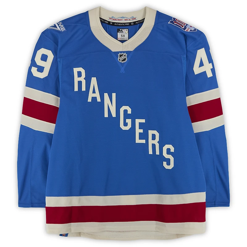 Jaroslav Chmelař New York Rangers Game-Used #49 Blue Alternate Jersey vs. Buffalo Sabres on April 8, 2026