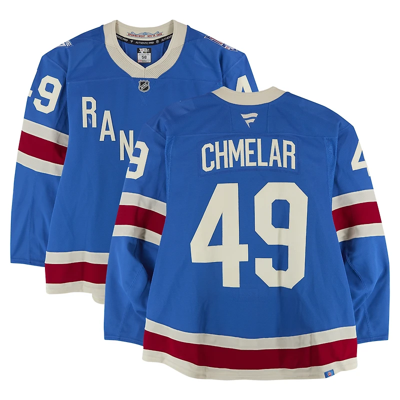 Jaroslav Chmelař New York Rangers Game-Used #49 Blue Centennial Jersey vs. Toronto Maple Leafs on March 5, 2026