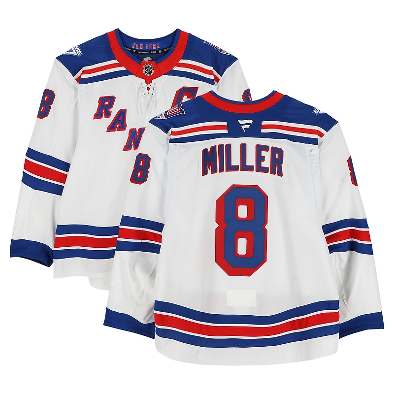 J.T. Miller New York Rangers Game-Used #8 White Set 2 Jersey from the 2025-26 NHL Season