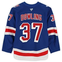 Maillot bleu n° 37 porté par Justin Dowling des Rangers de New York lors de la saison 2025-2026 de la LNH.