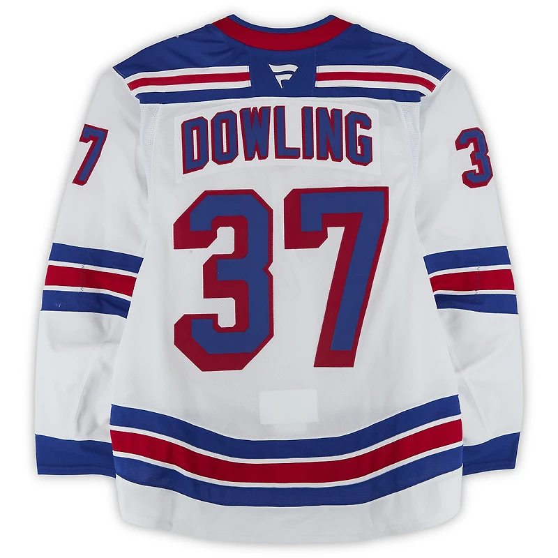 Justin Dowling New York Rangers Game-Used #37 White Set 3 Jersey from the 2025-26 NHL Season