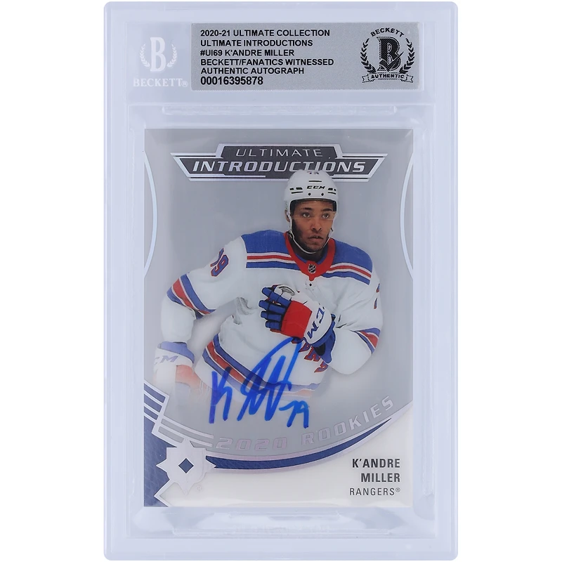 K'Andre Miller New York Rangers Autographié 2020-21 Upper Deck Ultimate Collection Introductions #UI-69 Beckett Fanatics Witnessed Authenticated 10 Rookie Card