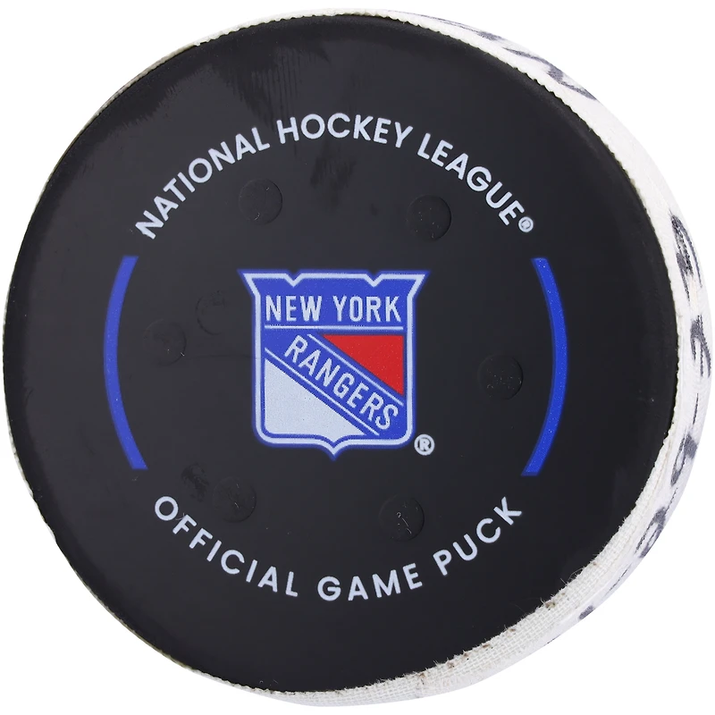 K'Andre Miller New York Rangers Game-Used Goal Puck vs. Detroit Red Wings on November 29, 2023