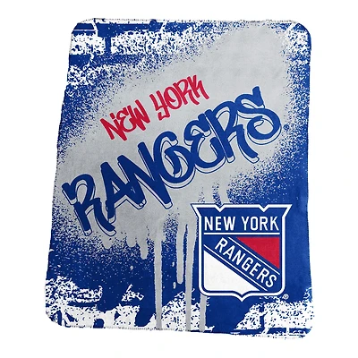 Couverture polaire classique à motif graffiti des Rangers de New York, 50" x 60"