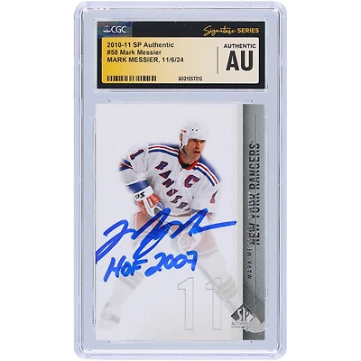 Mark Messier New York Rangers Autographed 2010-11 Upper Deck SP Authentic #58 CGC Fanatics Witnessed Authenticated Card with "HOF 2007" Inscription