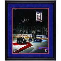 Photo encadrée et autographiée de Mark Messier (New York Rangers), format 40 x 50 cm, lors de la levée de bannière - Passe-partout en daim