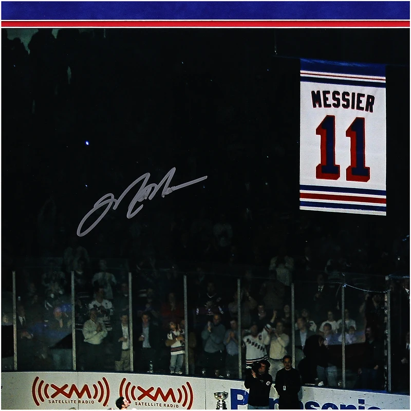 Mark Messier New York Rangers Autographed Framed 16" x 20" Banner Raising Photograph - Suede Matting
