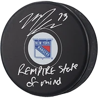 Rondelle de hockey autographiée par Matt Rempe des Rangers de New York avec l'inscription « Rempire State of Mind »