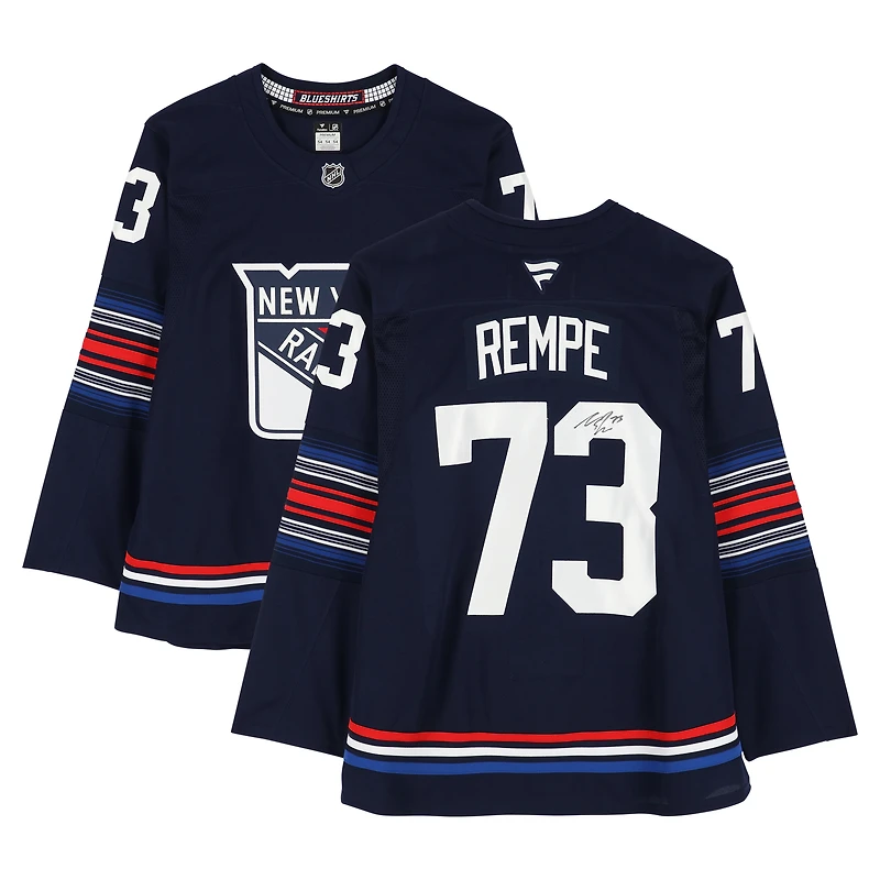 Maillot alternatif bleu marine autographié de Matt Rempe, des Rangers de New York (Fanatics Premium).
