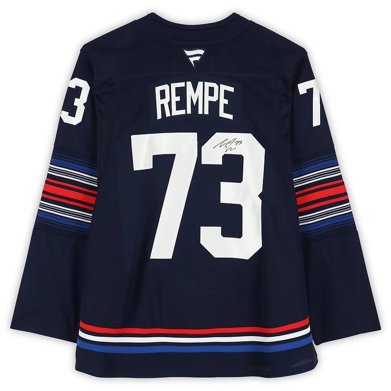 Maillot alternatif bleu marine autographié de Matt Rempe, des Rangers de New York (Fanatics Premium).