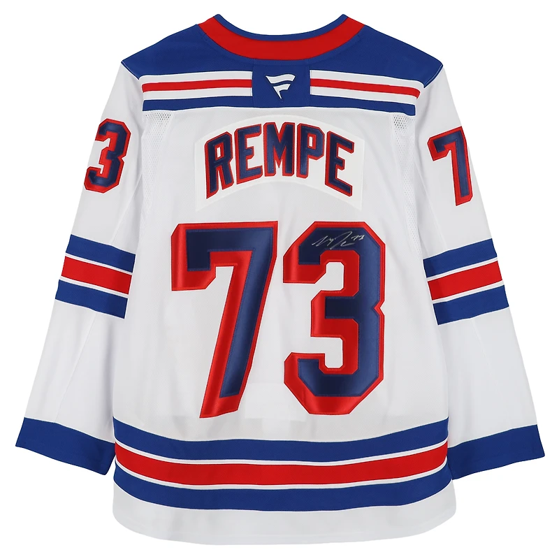 Maillot blanc Fanatics Premium autographié de Matt Rempe, des Rangers de New York
