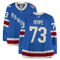 Maillot bleu du centenaire n° 73 porté par Matt Rempe des Rangers de New York contre les Bruins de Boston le 26 janvier 2026