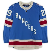 Maillot alternatif bleu n° 29 de Matthew Robertson (New York Rangers) porté lors du match contre les Sabres de Buffalo le 8 avril 2026