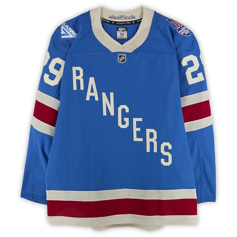 Matthew Robertson New York Rangers Game-Used #29 Blue Centennial Jersey vs. Boston Bruins on January 26, 2026