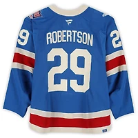 Maillot bleu n° 29 porté par Matthew Robertson (New York Rangers) lors de plusieurs matchs entre le 10 décembre 2025 et le 8 janvier 2026.