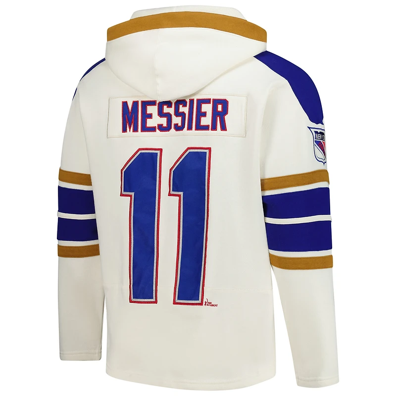 V111020 Rangrs Mark Messier 47 Brand Old Time hockey Cagoules à lacets pour joueur de sur glace hommes SWTMENNUM HP172PMWHVT660674CL #2