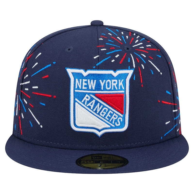 Casquette ajustée 59FIFTY Americana Fireworks des New York Rangers de Era pour homme, bleu marine